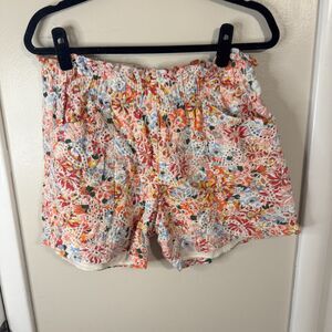 SOLITARE ANTHROPOLOGIE‎ FLORAL EMBRODARD ELASTIC WASTE COTTAGECORE SHORTS SZ XL
